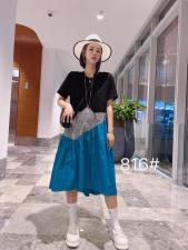 【现货】欧版不规则撞色连衣裙，女装连衣裙，柏旺阁