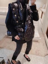 ZCL510秋冬新款亮皮西装领百分百羽绒马甲，女装西装，L·H·X