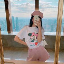 DG869新款印花粉蝴蝶结米奇T，女装，L·H·X