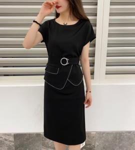 现货 重工腰带气质连衣裙,女装连衣裙,艾蔚儿