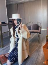 SL20133气质腰带拼皮百分百全羊毛双面呢大衣，女装，L·H·X