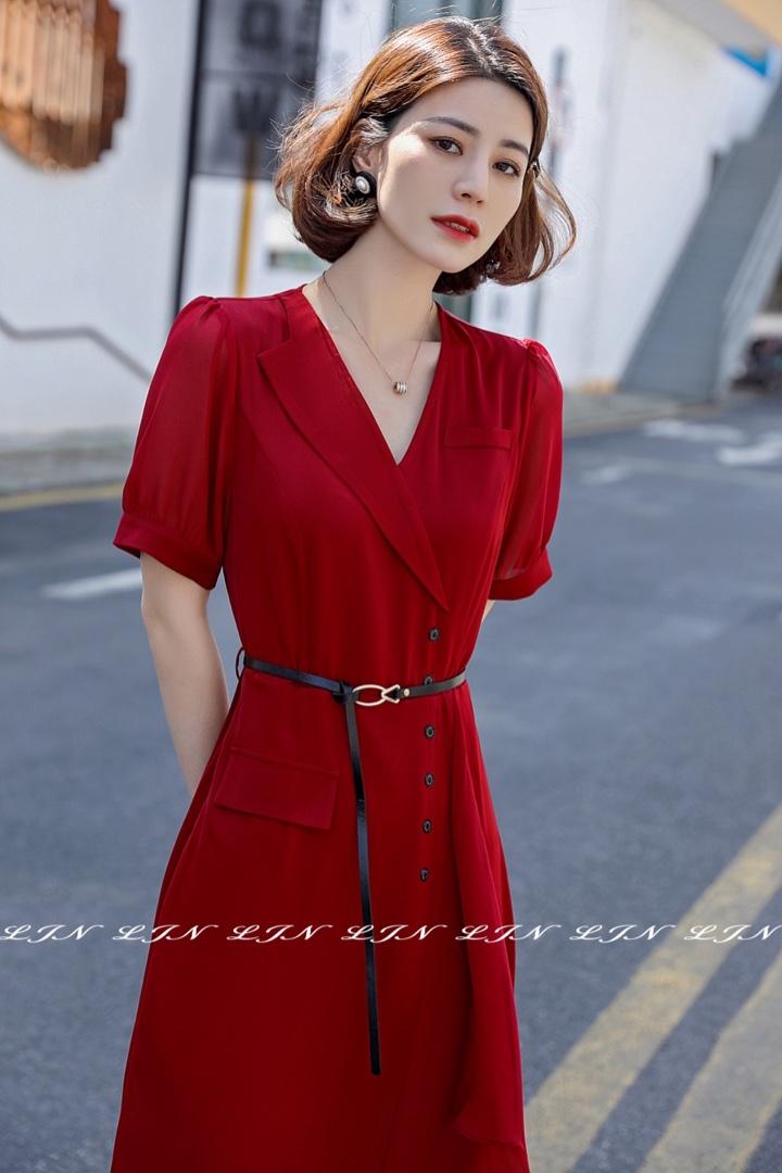 简约大方醋酸连衣裙，女装连衣裙，莲佳妮
