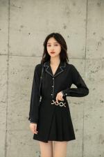 翻领绣花明线春款小衫，女装，咔绣