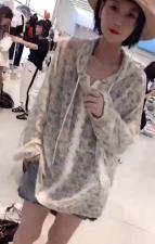 W777欧洲站女装2021潮长袖印花薄款夏季时尚宽松防晒服，女装，L·H·X