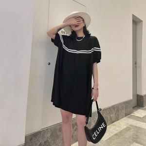 Z2160欧货2021夏季新款短袖两条杠宽松娃娃连衣裙,女装连衣裙,L·H·X