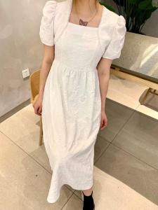 气质女神长款白色连衣裙,女装连衣裙,时尚秀衣阁