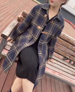秋冬格子外套大衣,女装,青羽鹤
