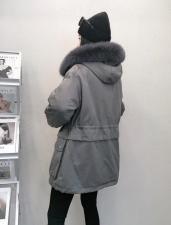DG833欧货真狐狸毛领内胆仿獭兔毛时尚保暖派克服，女装，L·H·X