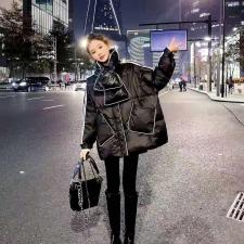 DG850韩范时尚简约大口袋配围脖冬季保暖羽绒服，女装羽绒服，L·H·X