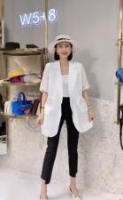 SGH2113夏季新款女装韩版气质西装领双口袋抽绳收腰外套，女装西装，L·H·X