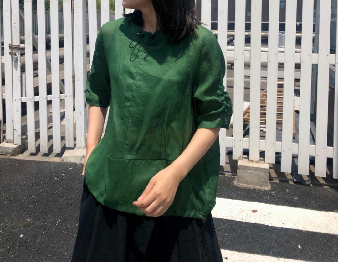 苎麻小衫透气，有独特凉爽感，出汗不粘身;色泽鲜艳，女装，金子