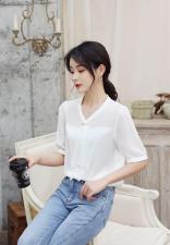 珍珠扣女人味小衫，女装，红利秀雅