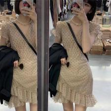 远山小玫瑰，碎花波点连衣裙，女装连衣裙，AMGO