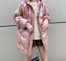 SGH2096爆版亮皮连帽时尚保暖羽绒服，女装羽绒服，L·H·X