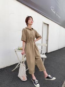 YGZ8811夏季新款衬衫背带裤宽松韩版收腰显瘦连衣裤阔腿裤,女装衬衫,衣宫主