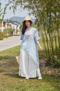 花色苎麻裙，女装，线象