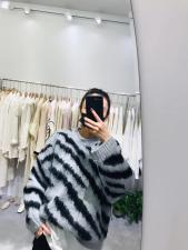 【新款现货】斑马纹重工毛衣，个性时尚，女装针织衫/毛衣，CHERRY·印