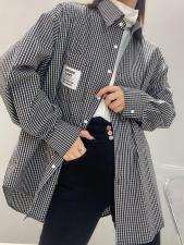 带标格子衬衣，女装，r+i=aa