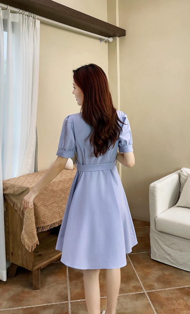 现货2021夏新款小清新淑女短袖连衣裙M-XXL，女装连衣裙，艾涵
