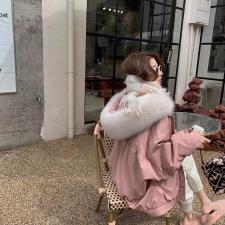 zHG8115欧货袖子打皱可拆卸大狐狸毛领内胆獭兔毛派克，女装，L·H·X