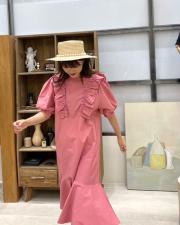 夏季新款木耳边连衣裙，女装连衣裙，coco