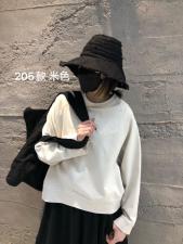 现货春简易设计感百搭圆领长袖纯色女卫衣，女装卫衣/绒衫，ABout阿布
