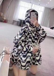 春夏新款欧洲站百搭中长款连帽宽松外套印花女潮时尚,女装,L·H·X