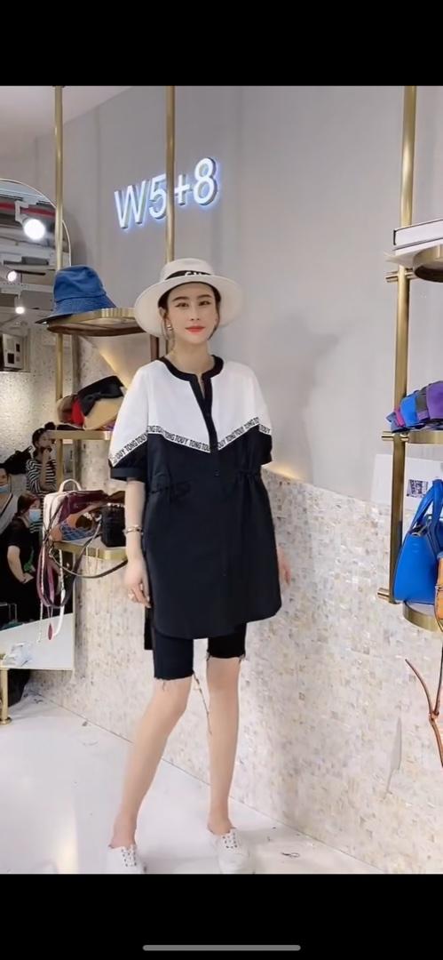 夏季新款，拼色织带款衬衣，女装，爱美欧