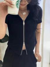 夏季打底衫，双头拉链，女装，四季布衣