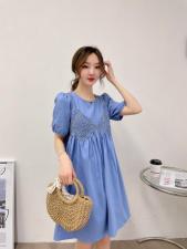 现货：夏季新款假两件连衣裙，女装连衣裙，花之妖影