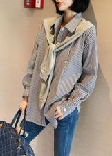 ZCL503春款新品披肩两件套条纹衬衫，女装衬衫，L·H·X