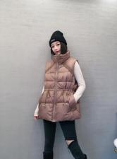 ZCL508气质拼罗口洋气抽绳百分百羽绒马甲，女装马夹，L·H·X