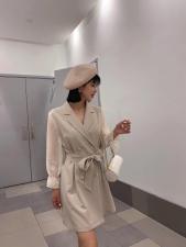 现货2021春季新品连衣裙气质显瘦锦棉四面弹面料舒适，女装连衣裙，蓝典