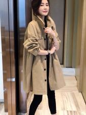 DG863早春新款抽绳松紧腰宽松翻领中长款风衣外套，女装风衣，L·H·X