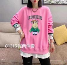 2021春装假两件新款卫衣，女装卫衣/绒衫，爱特儿AITER