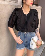 2021爱特儿风情荷叶边小衫，女装，爱特儿AITER