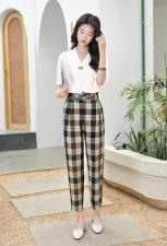方格女款，冰丝衬衣，女装，哈真