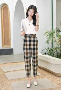 方格女款，冰丝衬衣,女装,哈真