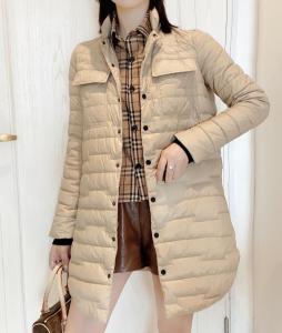 DG829拼接格子中长款百分百羽绒外套,女装,L·H·X