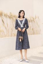 2021春季新品韩系小碎花连衣裙，女装连衣裙，荷塘月色