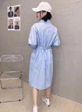 XL9905春季新款时尚气质优雅系带收腰显瘦衬衫双口袋连衣裙，女装衬衫，L·H·X