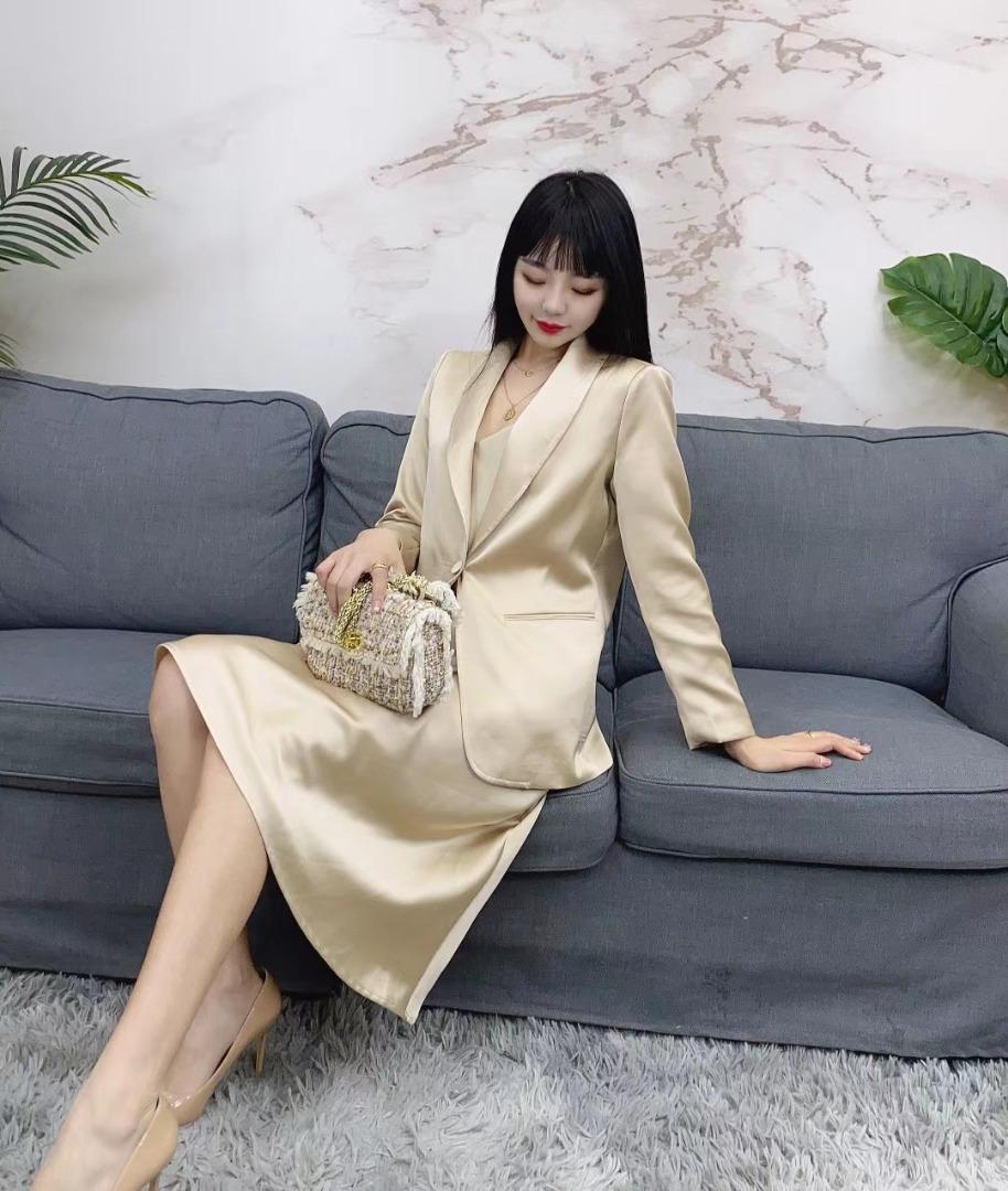 现货醋酸套装，女装职业装，艾涵