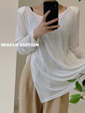 马卡龙透视防晒T/白/黑/粉/蓝/黄绿/，女装，MIA&FLO