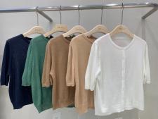 夏季新品亚麻料针织开衫，女装，ANRUILA