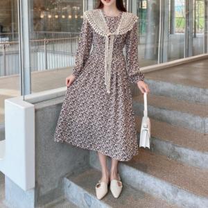 【现货】早春新款 韩版碎花雪纺连衣裙,女装连衣裙,E莎