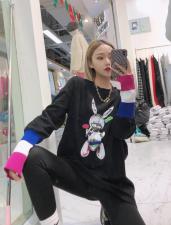 春季新款拼接针织袖长袖T，女装，媞默