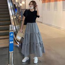 现货。格子点点伞裙，女装，妍妍衣坊