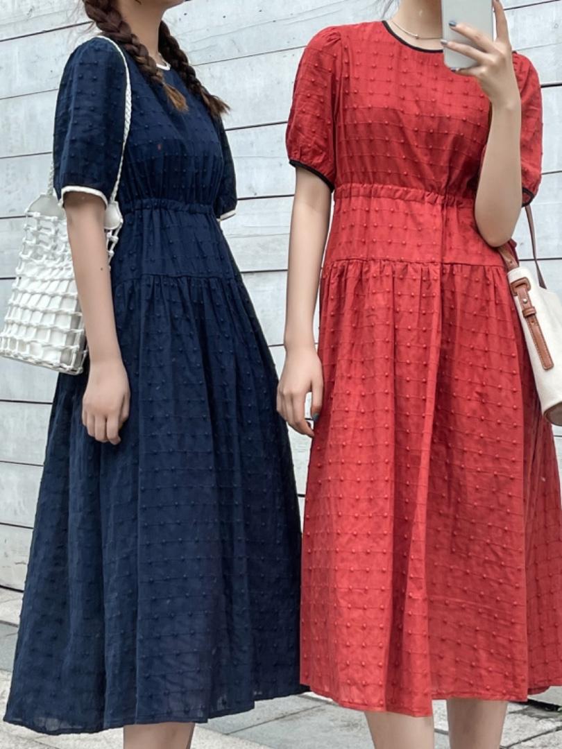 提花连衣裙，女装连衣裙，左维