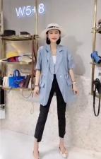 SGH2113夏季新款女装韩版气质西装领双口袋抽绳收腰外套，女装西装，L·H·X