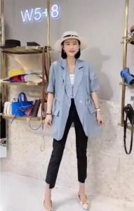 SGH2113夏季新款女装韩版气质西装领双口袋抽绳收腰外套,女装西装,L·H·X